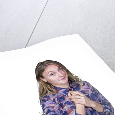 Portrait of teenage girl (16-17) on white background by Anonymous