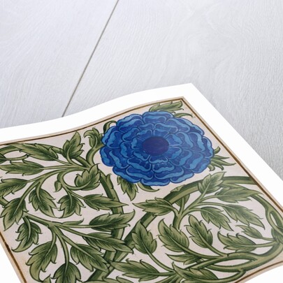 Blue Flower Watercolor Tile Design by William de Morgan