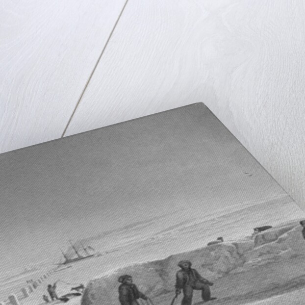 Illustration of Parry's Men Playing Cricket on Pack Ice by Edward Finden