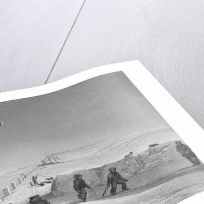 Illustration of Parry's Men Playing Cricket on Pack Ice by Edward Finden