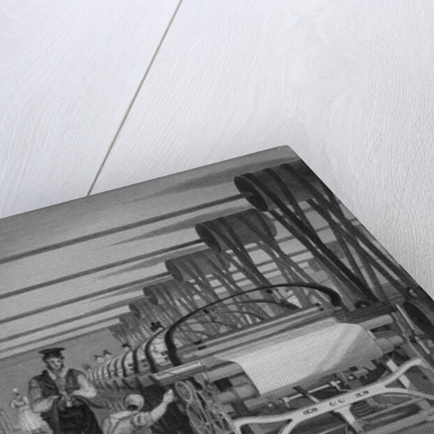 Print Depicting Power Loom Weaving at a Factory by Anonymous