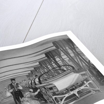 Print Depicting Power Loom Weaving at a Factory by Anonymous