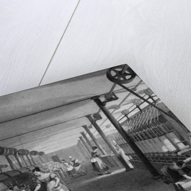 Print Depicting Workers at a Textile Factory by Anonymous