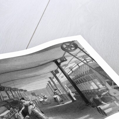 Print Depicting Workers at a Textile Factory by Anonymous