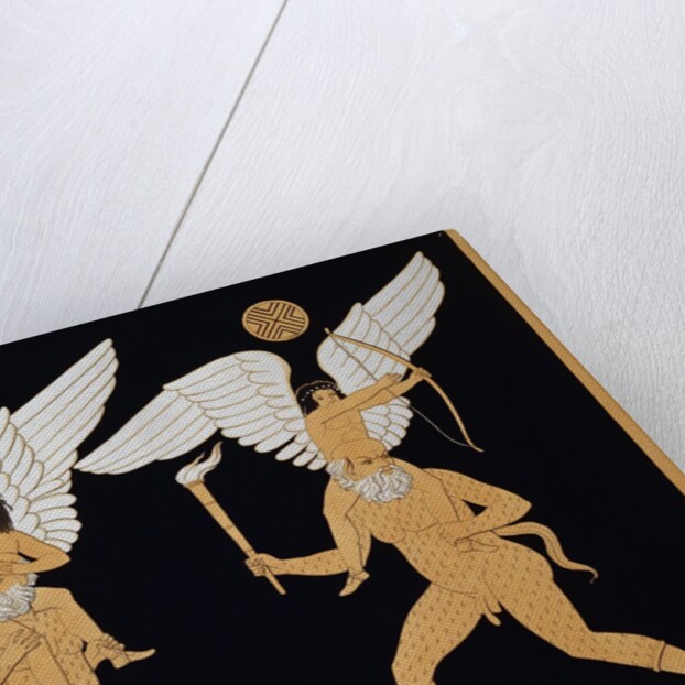 19th Century Antique Vase Illustration of Winged Figures on Men's Backs by Anonymous