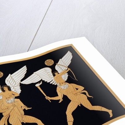 19th Century Antique Vase Illustration of Winged Figures on Men's Backs by Anonymous