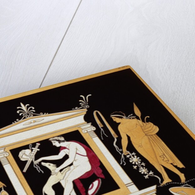 19th Century Antique Vase Illustration of a Hunter with Dog and Attendants by Anonymous