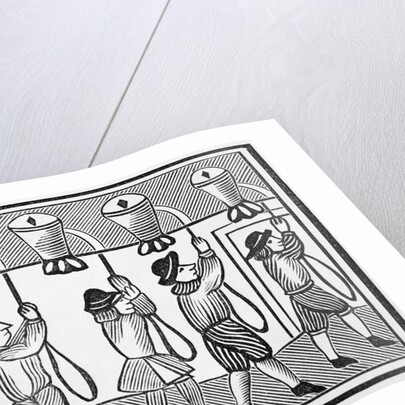 17th Century Woodcut of the Ringing of Bells in a Steeple by Anonymous