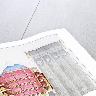 Architectural Drawing of Theatre Building with Cross-Sectional View by H. Monnot