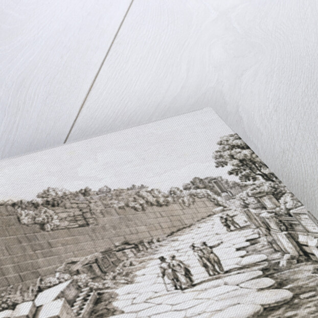 Etching of Tourists on Excavated Roman Road by Luigi Rossini