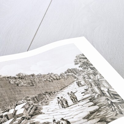 Etching of Tourists on Excavated Roman Road by Luigi Rossini