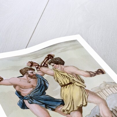 Color Print from Engraving Showing Gladiators Boxing by Jacques Grasset de Saint-Sauveur and L.F. Labrousse by Anonymous