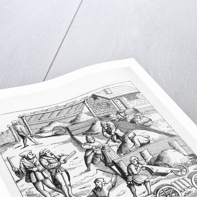 Illustration of The Extraction and Transport of Metals after a 16th-Century Woodcut by Anonymous