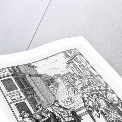 Illustration of a Business Transaction on the Street in Northumberland in the 16th Century by Anonymous