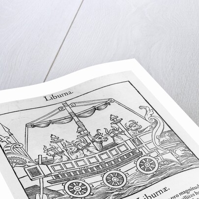 Woodcut of a Fast Warship Powered by Christoffel Schwytzer