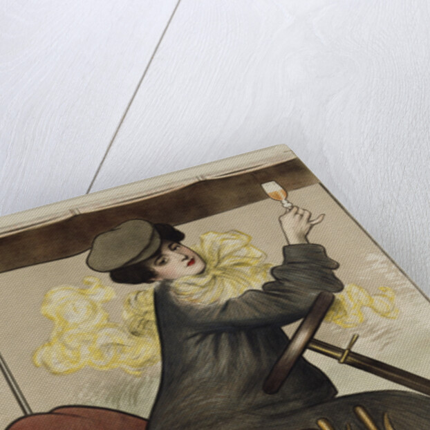 Poster with Woman in Vintage Automobile Holding Up Sherry Glass by Ramon Casas Carbo