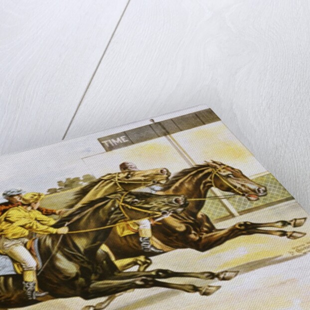 Late 19th Century Poster of Racehorses Crossing the Finish Line by Anonymous