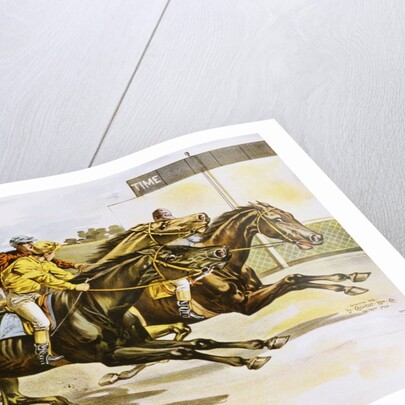 Late 19th Century Poster of Racehorses Crossing the Finish Line by Anonymous