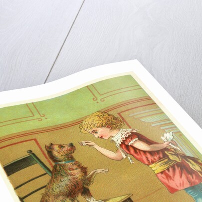 Trade Card of a Girl Training a Terrier Dog by Anonymous