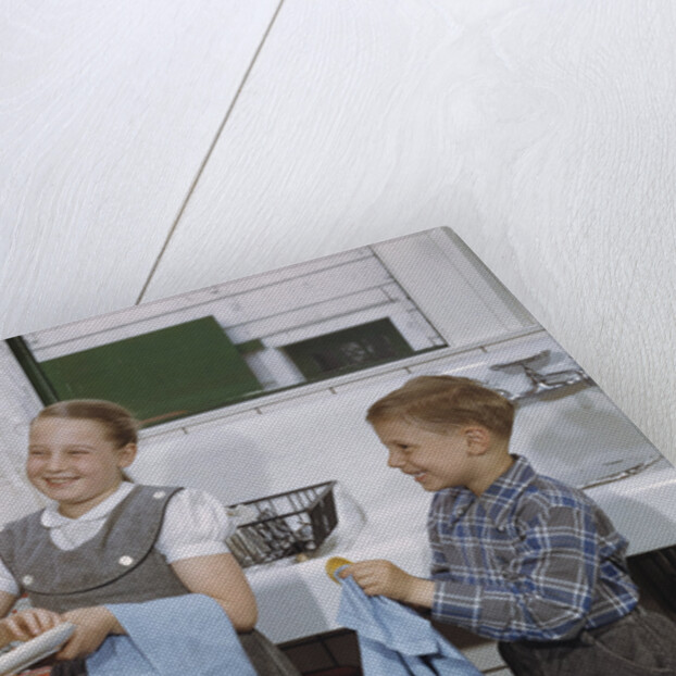Siblings Drying Dishes by Anonymous