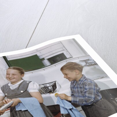 Siblings Drying Dishes by Anonymous