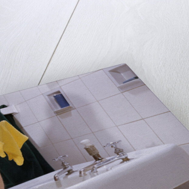 Girl Washing Her Face at Sink by Anonymous