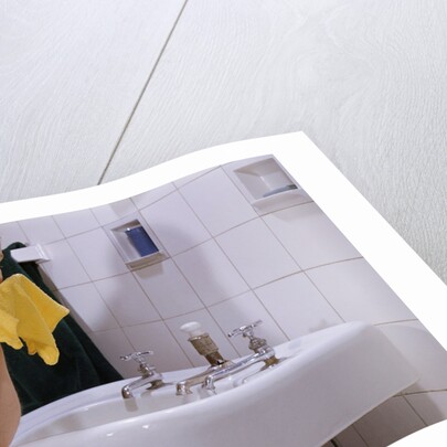 Girl Washing Her Face at Sink by Anonymous