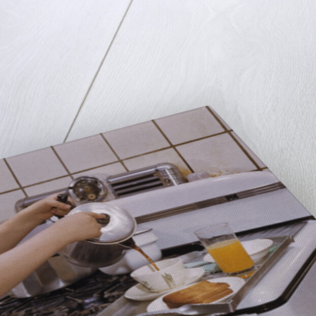 Girl Preparing Breakfast in Kitchen by Anonymous