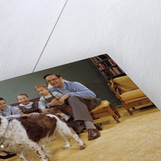 Boy Playing with the Family Dog by Anonymous