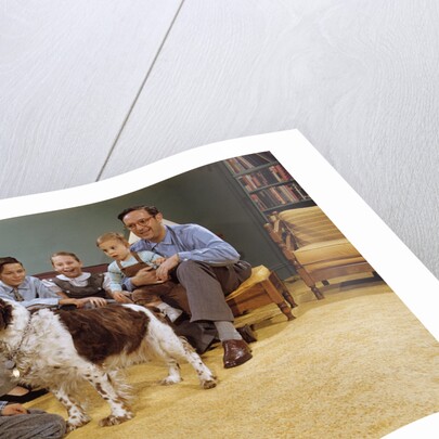 Boy Playing with the Family Dog by Anonymous