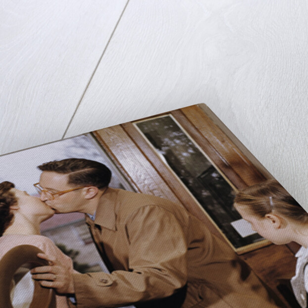 Husband and Wife Kissing Goodbye by Anonymous