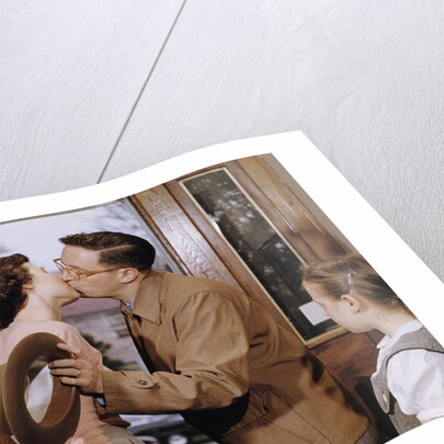 Husband and Wife Kissing Goodbye by Anonymous