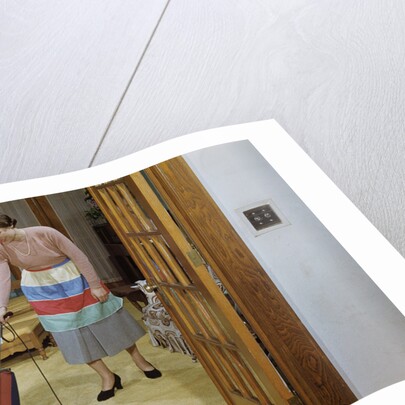 Woman Vacuuming Living Room by Anonymous