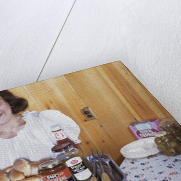 Girl Carrying Tray of Barbecue Items by Anonymous