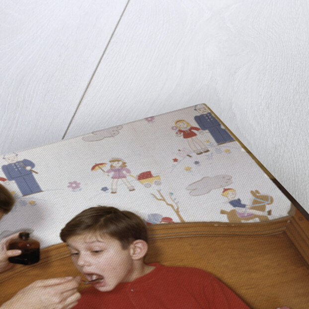 Mother Giving Her Son Medicine by Anonymous
