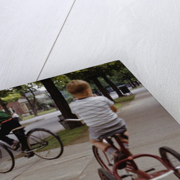 Boys Riding Their Bike and Tricycle by Anonymous