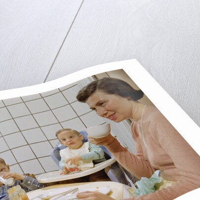 Mother and Daughter Conversing at Dinner Table by Anonymous