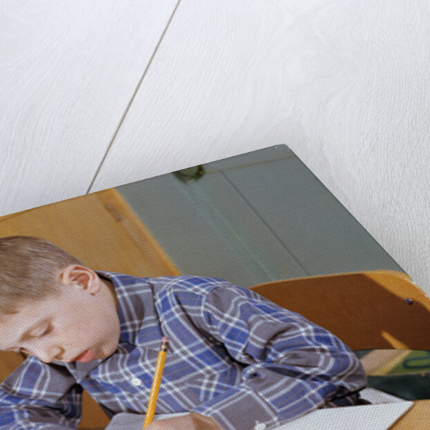 Boy Working on His Schoolwork by Anonymous