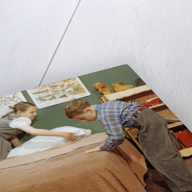 Children Making a Bed by Anonymous