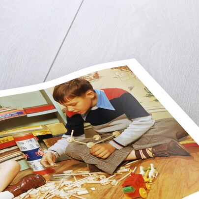 Boy and Girl Playing with Tinkertoys by Anonymous