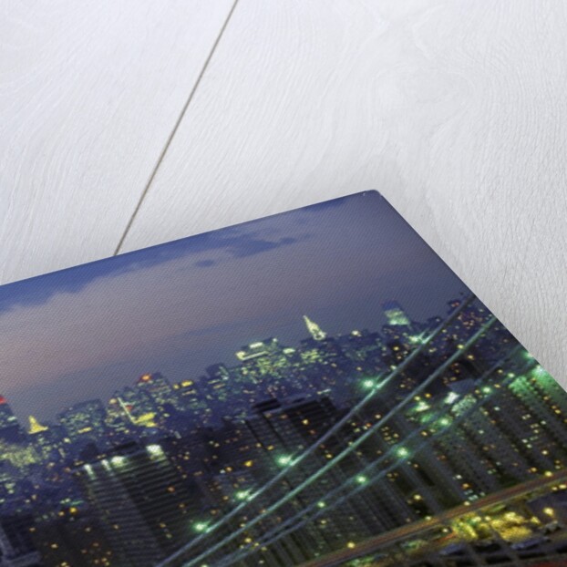 Manhattan Bridge and Skyline at Night by Anonymous