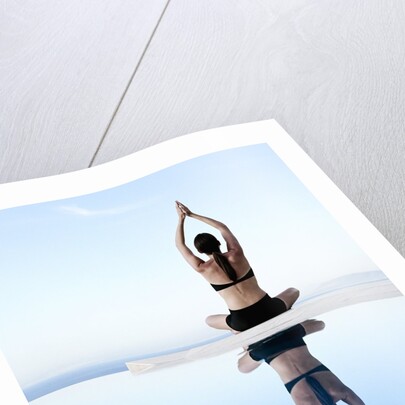 Woman Exercising on Swimming Pool Edge by Anonymous