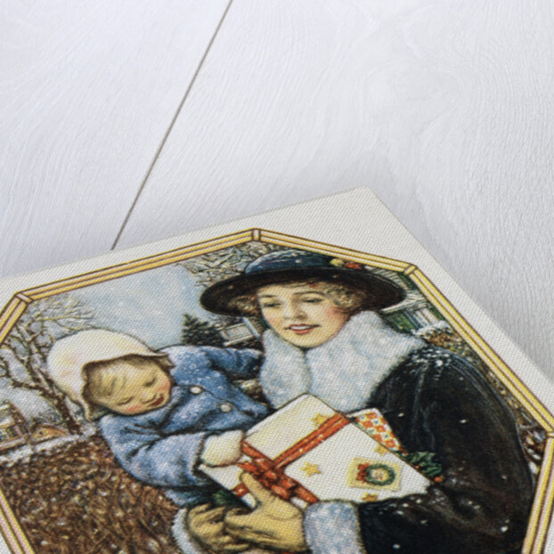 Illustration for the Book Best Baby, Depicting Mother and Child at Christmas by John Rae