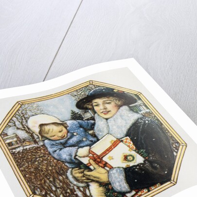 Illustration for the Book Best Baby, Depicting Mother and Child at Christmas by John Rae