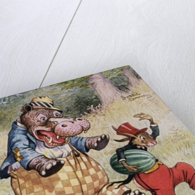 Uncle Wiggily's Picture Book Illustration with Hippopotamus and Hare by Lansing Campbell