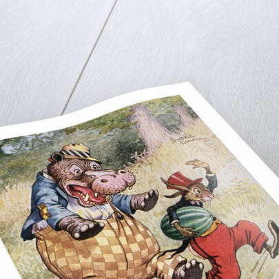 Uncle Wiggily's Picture Book Illustration with Hippopotamus and Hare by Lansing Campbell