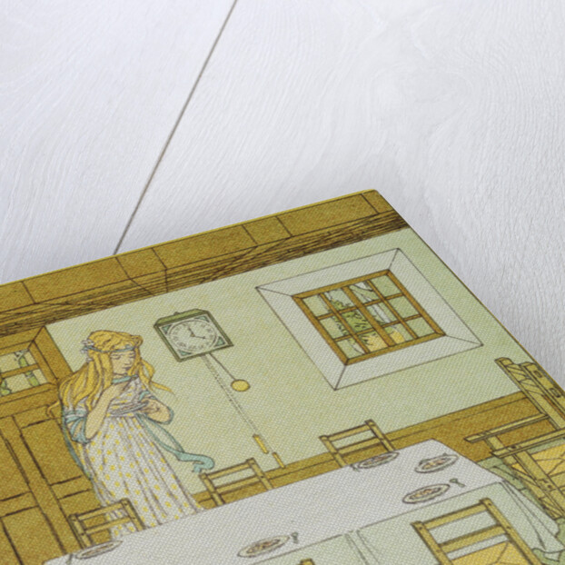 Book Illustration of Snowdrop Tasting the Dwarfs' Food by W.C. Drupsteen