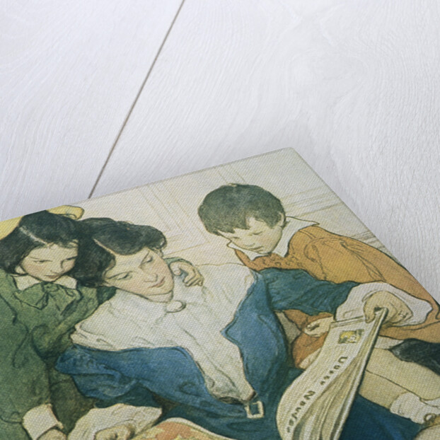 Illustration of a Mother and Children Reading by Jessie Willcox Smith