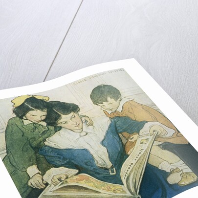 Illustration of a Mother and Children Reading by Jessie Willcox Smith
