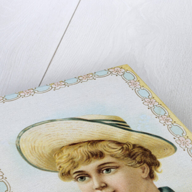 Postcard Depicting a Boy Holding a White Rabbit by Anonymous